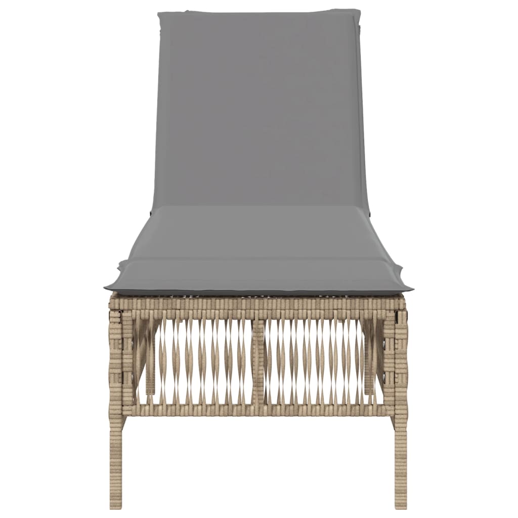 liggestol med hynde polyrattan beige