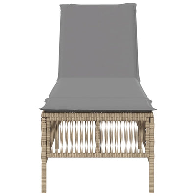 liggestol med hynde polyrattan beige