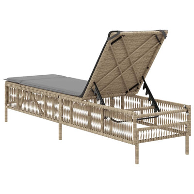 liggestol med hynde polyrattan beige