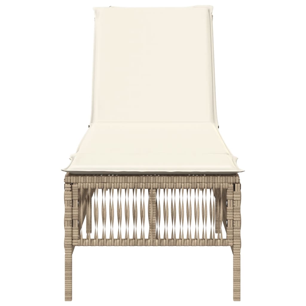 liggestol med hynde polyrattan beige