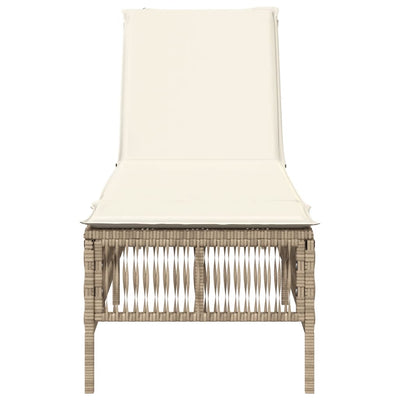 liggestol med hynde polyrattan beige