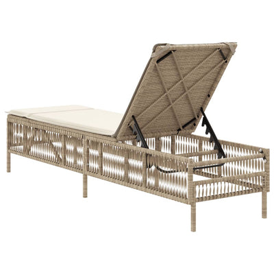 liggestol med hynde polyrattan beige