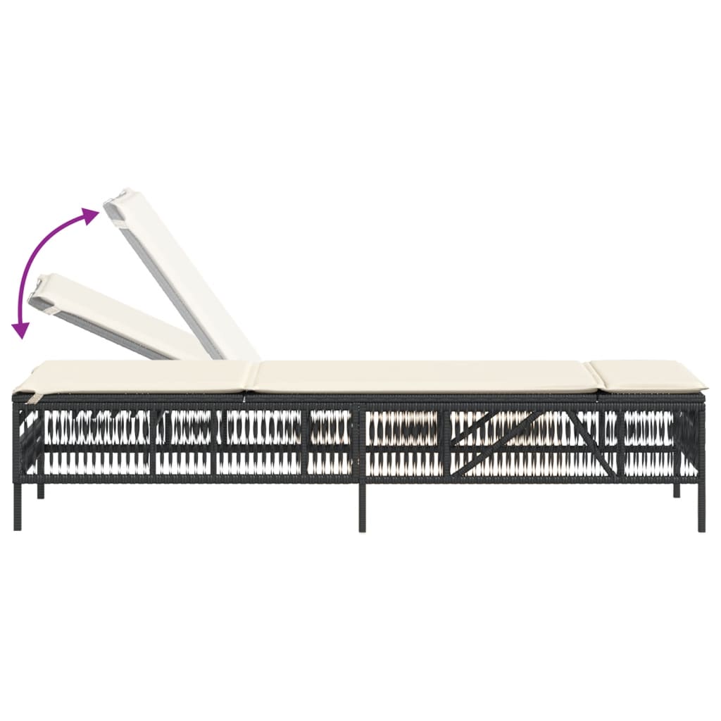 liggestole 2 stk. med bord polyrattan sort