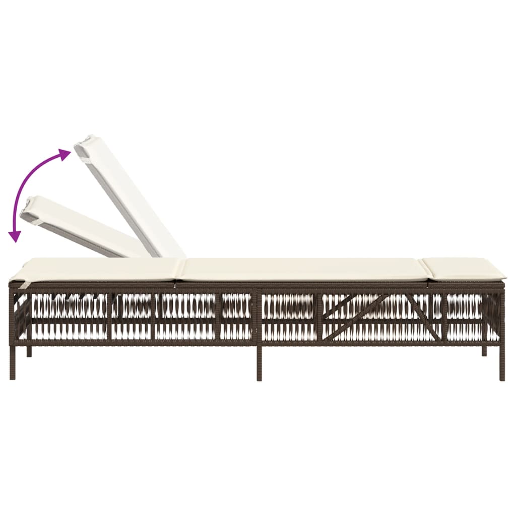 liggestole 2 stk. med bord polyrattan brun