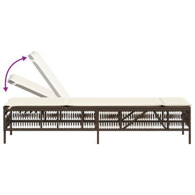 liggestole 2 stk. med bord polyrattan brun