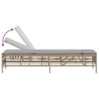 liggestole 2 stk. med bord polyrattan beige