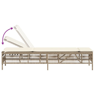 liggestole 2 stk. med bord polyrattan beige