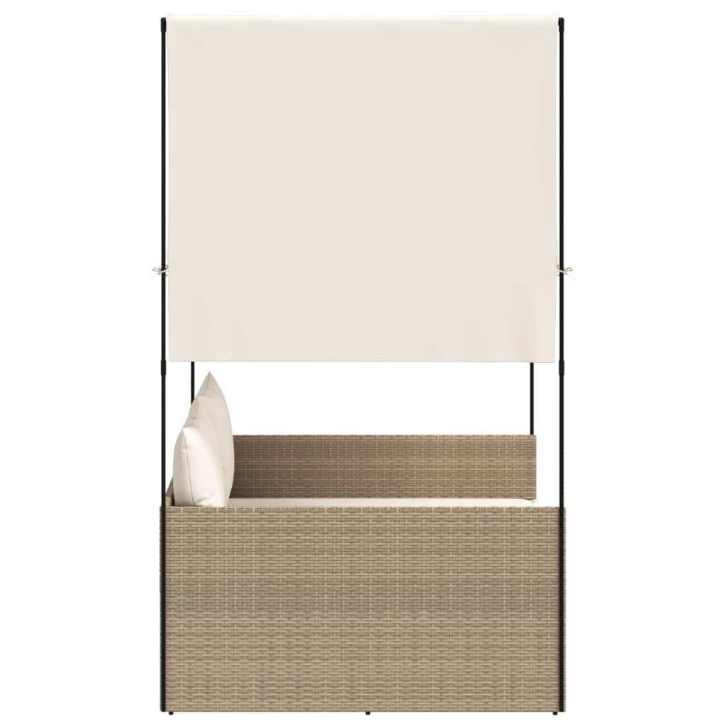 solseng med tag og gardiner polyrattan beige