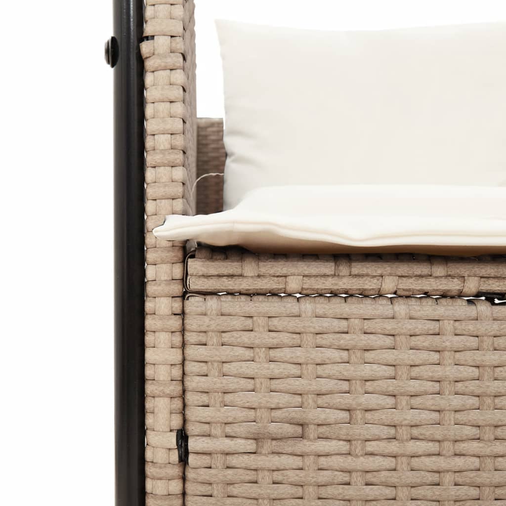 solseng med tag og gardiner polyrattan beige