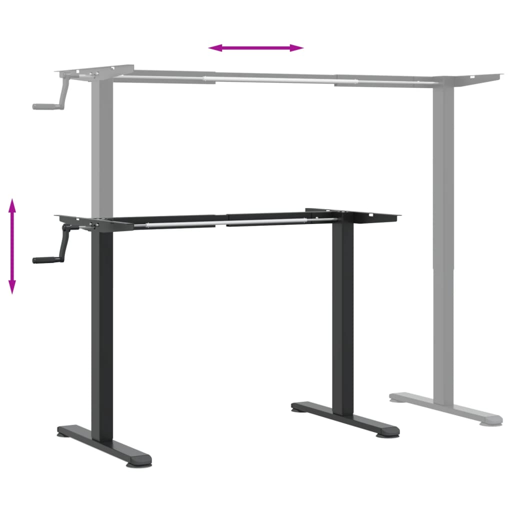 stel til stå-skrivebord (94-135)x60x(70-114) cm stål sort