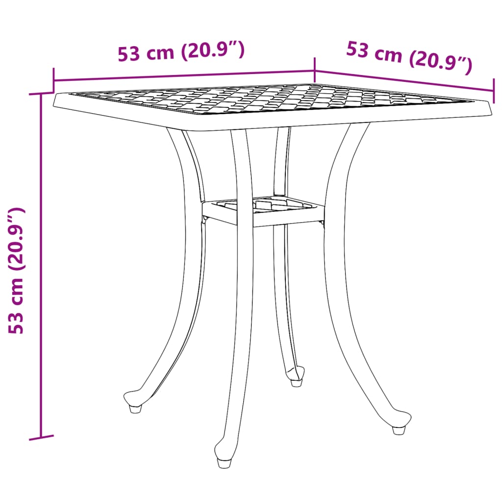 havebord 53x53x53 cm støbt aluminium sort