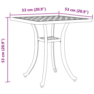 havebord 53x53x53 cm støbt aluminium sort