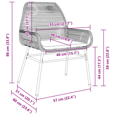 havestole 2 stk. med hynder polyrattan brun