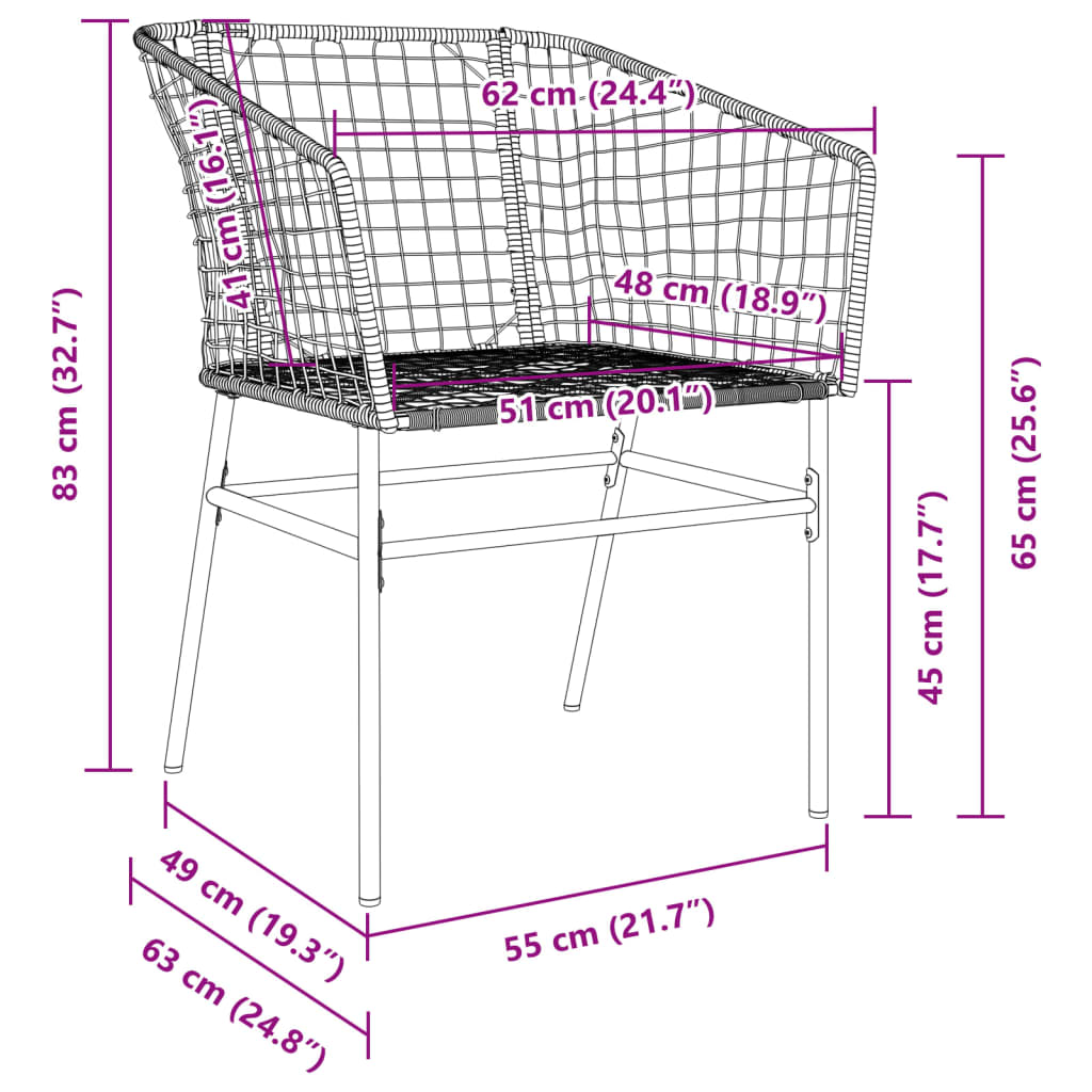 havestole 2 stk. polyrattan sort