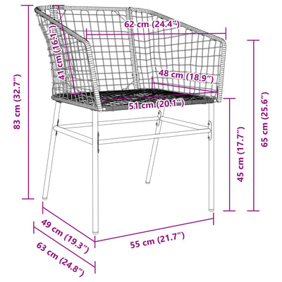 havestole 2 stk. polyrattan sort