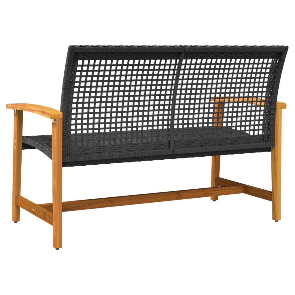 havebænk 112 cm polyrattan og akacietræ sort