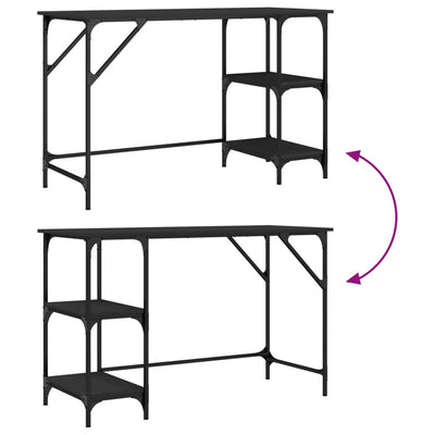 skrivebord 120x50x75 cm metal og konstrueret træ sort