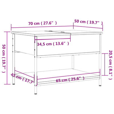 sofabord 70x50x50 cm konstrueret træ sort