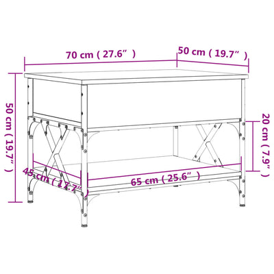 sofabord 70x50x50 cm konstrueret træ sort