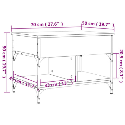 sofabord 70x50x50 cm konstrueret træ sort