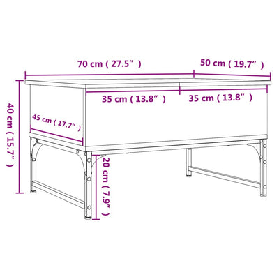 sofabord 70x50x40 cm konstrueret træ sort