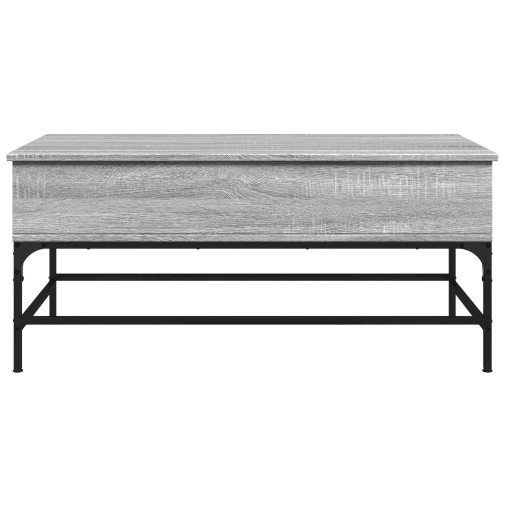 sofabord 100x50x45 cm konstrueret træ og metal grå sonoma-eg