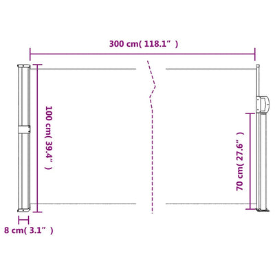 sidemarkise 100x300 cm sammenrullelig cremefarvet