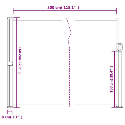 sammenrullelig sidemarkise 160x300 cm beige