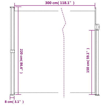 sidemarkise 220x300 cm sammenrullelig sort