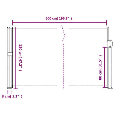 sidemarkise 120x500 cm sammenrullelig antracitgrå