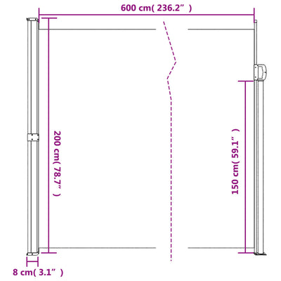 sammenrullelig sidemarkise 200x600 cm cremefarvet