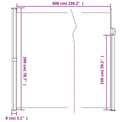 sammenrullelig sidemarkise 200x600 cm gråbrun