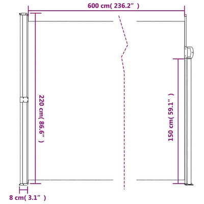 sammenrullelig sidemarkise 220x600 cm sort