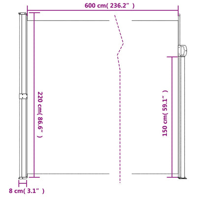 sammenrullelig sidemarkise 220x600 cm cremefarvet