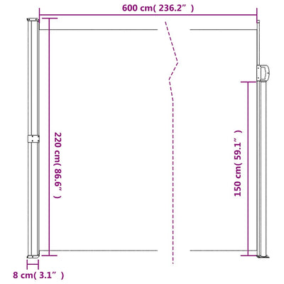 sammenrullelig sidemarkise 220x600 cm antracitgrå