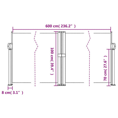 sammenrullelig sidemarkise 100 x 600 cm antracitgrå