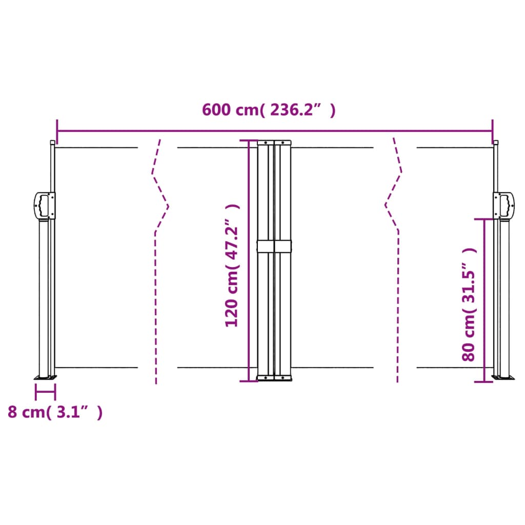 sammenrullelig sidemarkise 120 x 600 cm cremefarvet