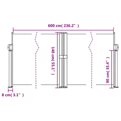 sammenrullelig sidemarkise 140x600 cm cremefarvet