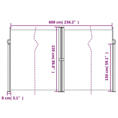 sammenrullelig sidemarkise 220x600 cm brun