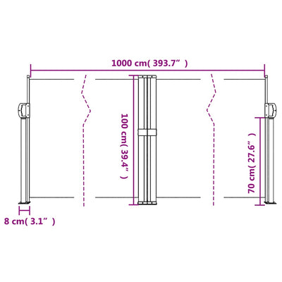 sammenrullelig sidemarkise 100 x 1000 cm sort