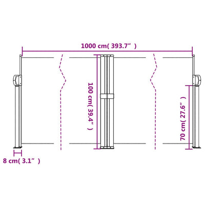 sammenrullelig sidemarkise 100 x 1000 cm cremefarvet