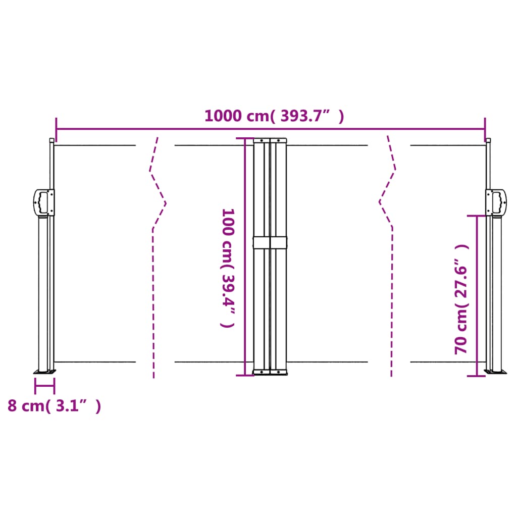 sammenrullelig sidemarkise 100 x 1000 cm rød