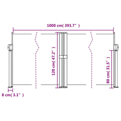 sammenrullelig sidemarkise 120 x 1000 cm sort