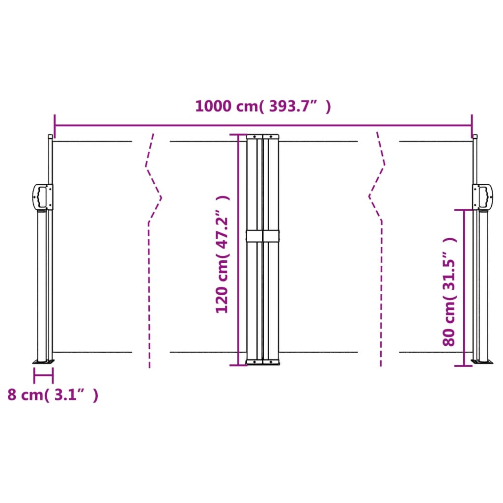 sammenrullelig sidemarkise 120x1000 cm beige