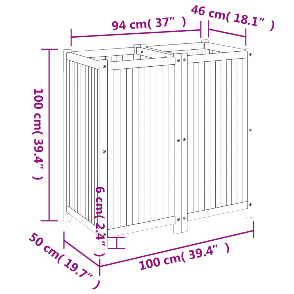 plantekasse med for 100x50x100 cm massivt akacietræ