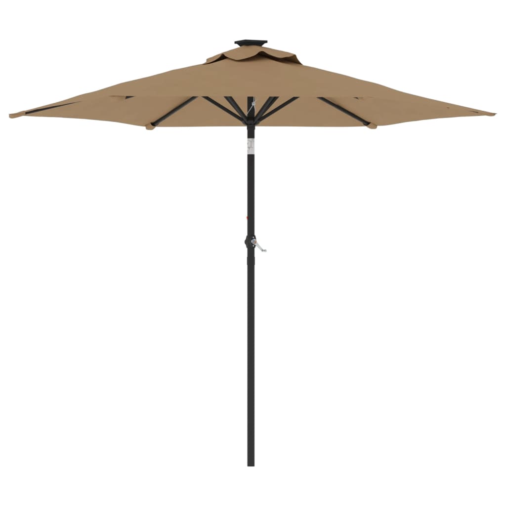 parasol med stålstang 225x225x212 cm gråbrun