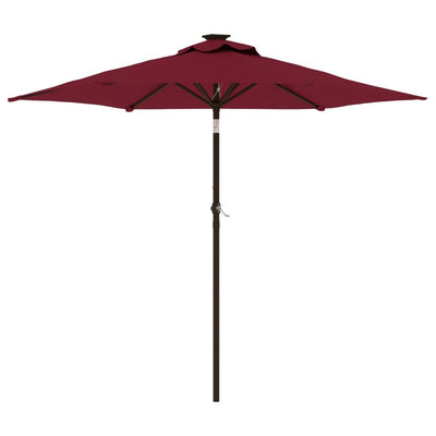 parasol med stålstang 225x225x212 cm bordeauxrød