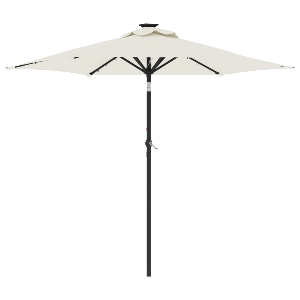 parasol med LED-lys og stålstang 225x225x212 cm hvid