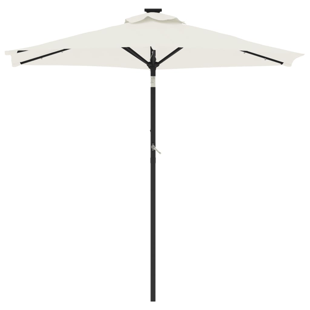 parasol med LED-lys og stålstang 225x225x212 cm hvid