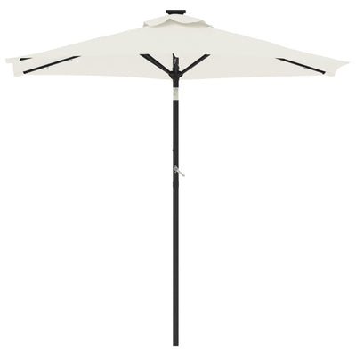 parasol med LED-lys og stålstang 225x225x212 cm hvid